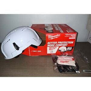 NEW Milwaukee Hard Hat White Vented Class C Safety Work Job Helmet Bolt Light